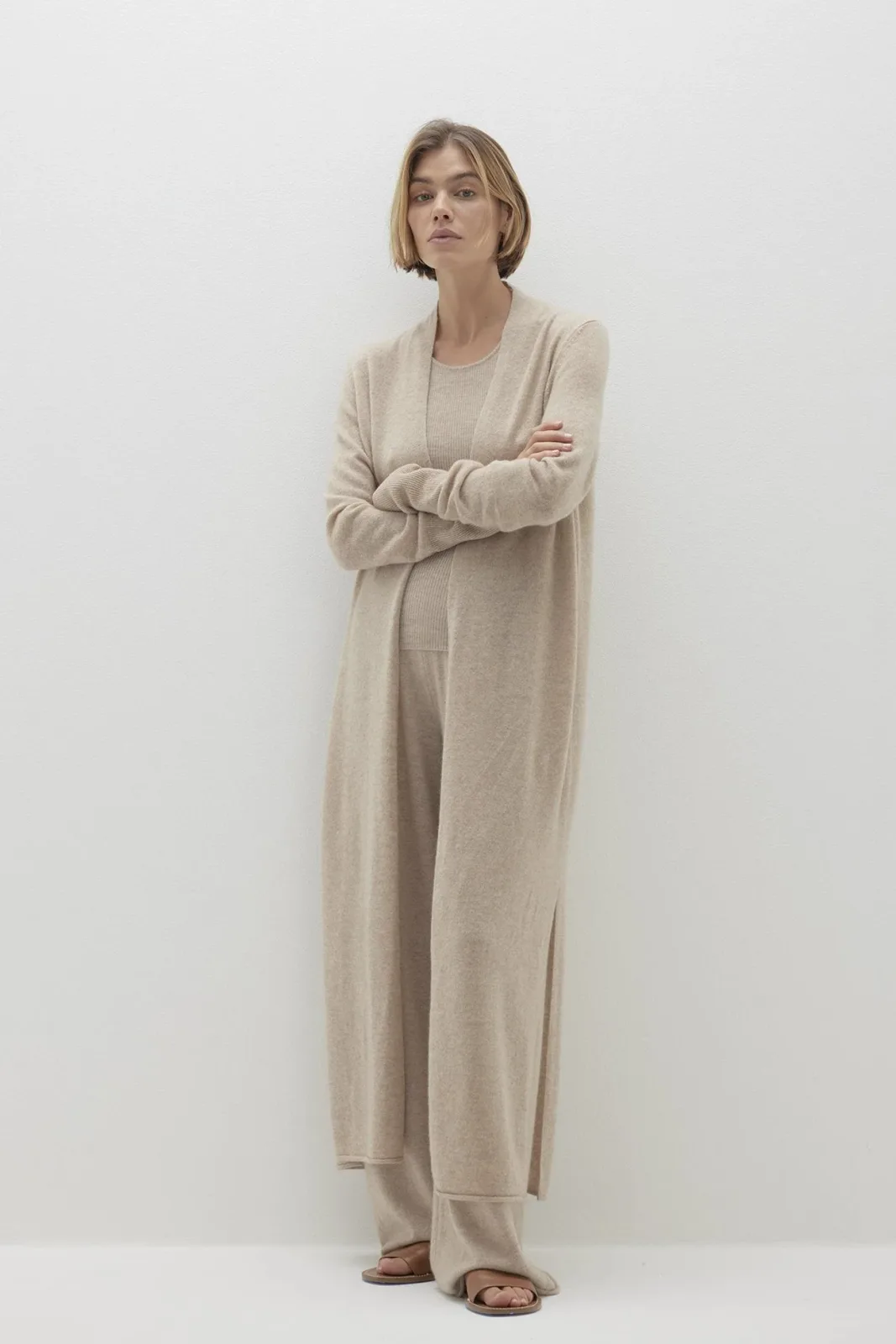 Women's Faye Longline Cashmere Cardigan - Flax
